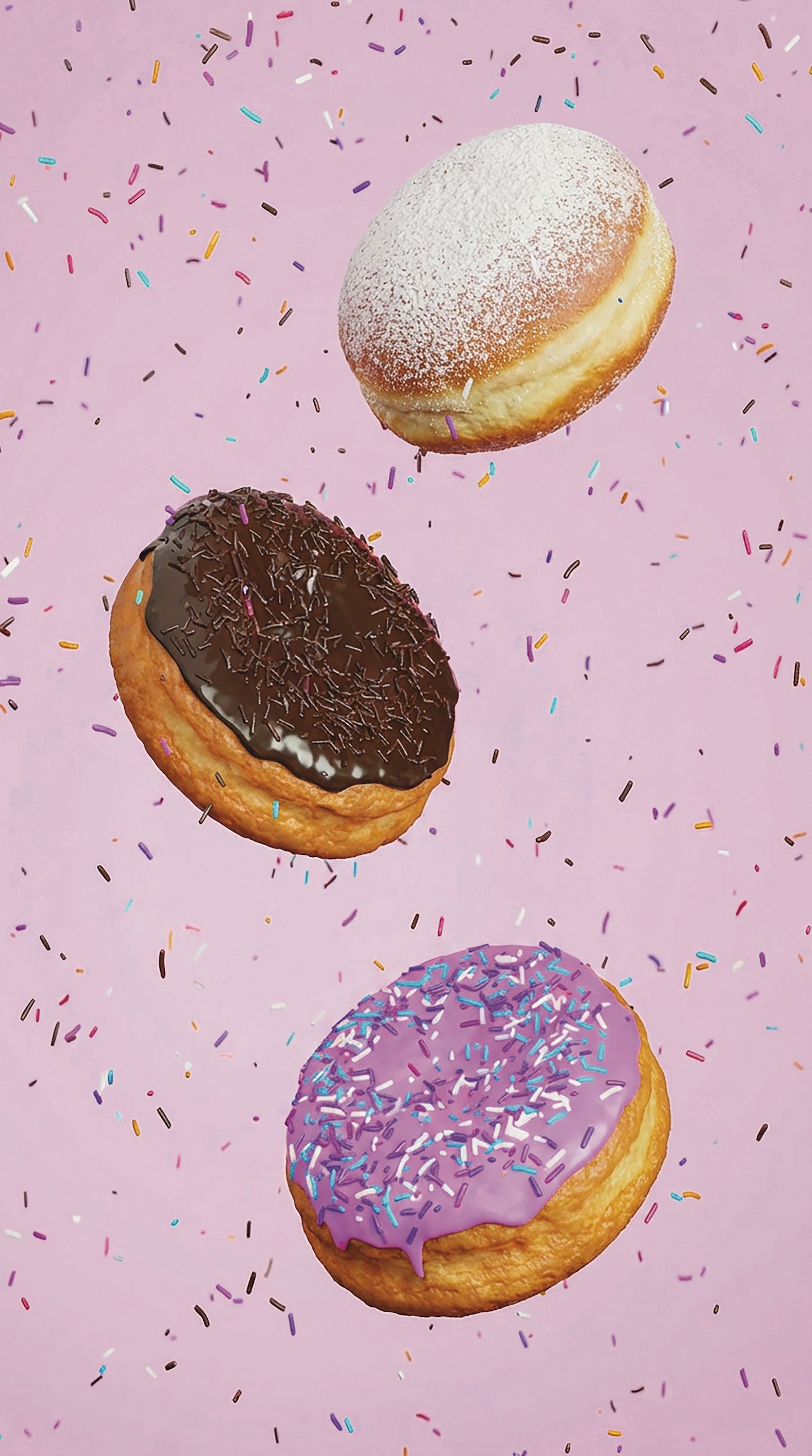 Eine Gruppe von Donuts in der Luft