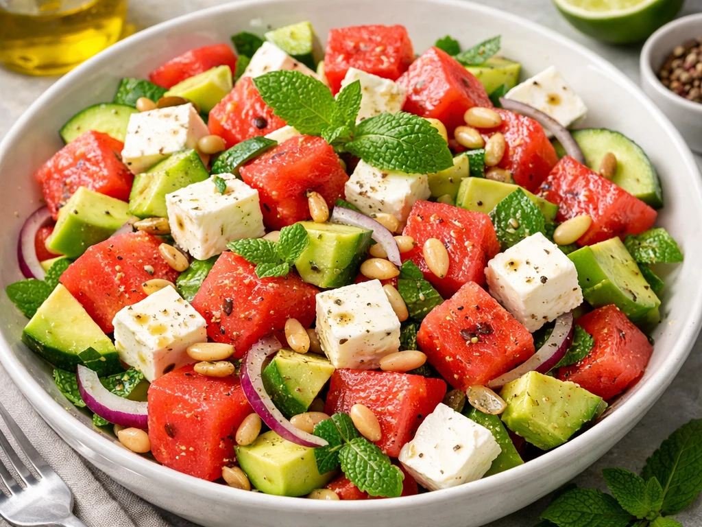 Schale mit Wassermelonensalat