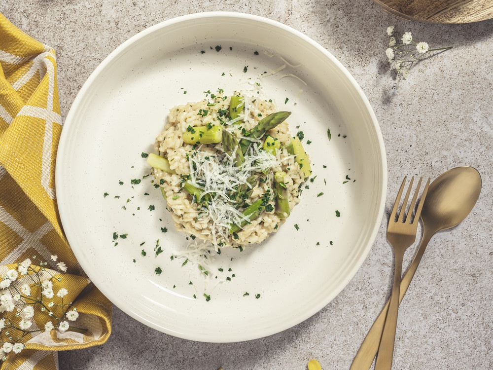 Rsiotto mit gruenem Spargel